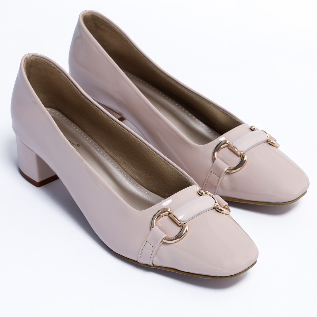 Classic Low Heel Pumps - Beige