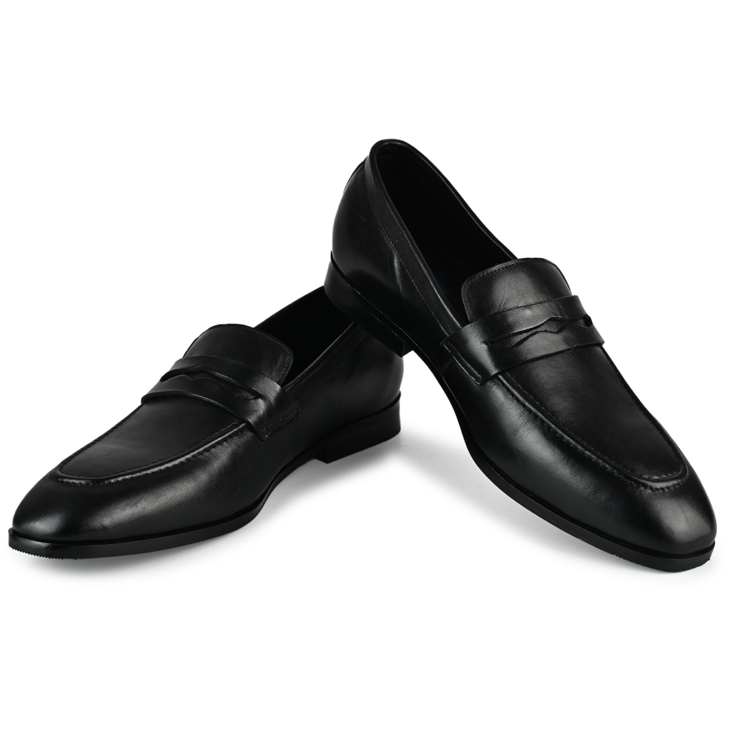 Allen Leather Penny Moccasins - Black