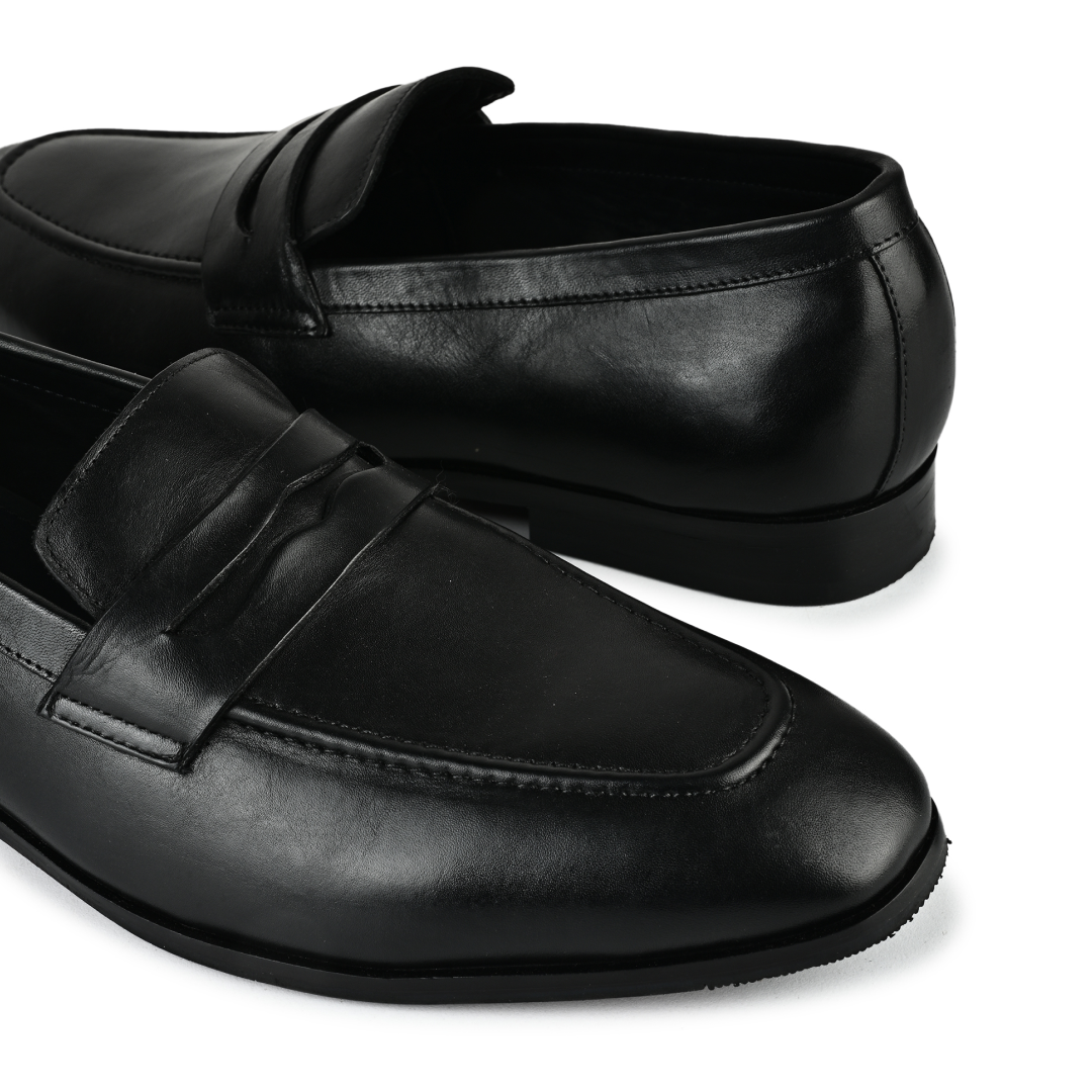 Allen Leather Penny Moccasins - Black