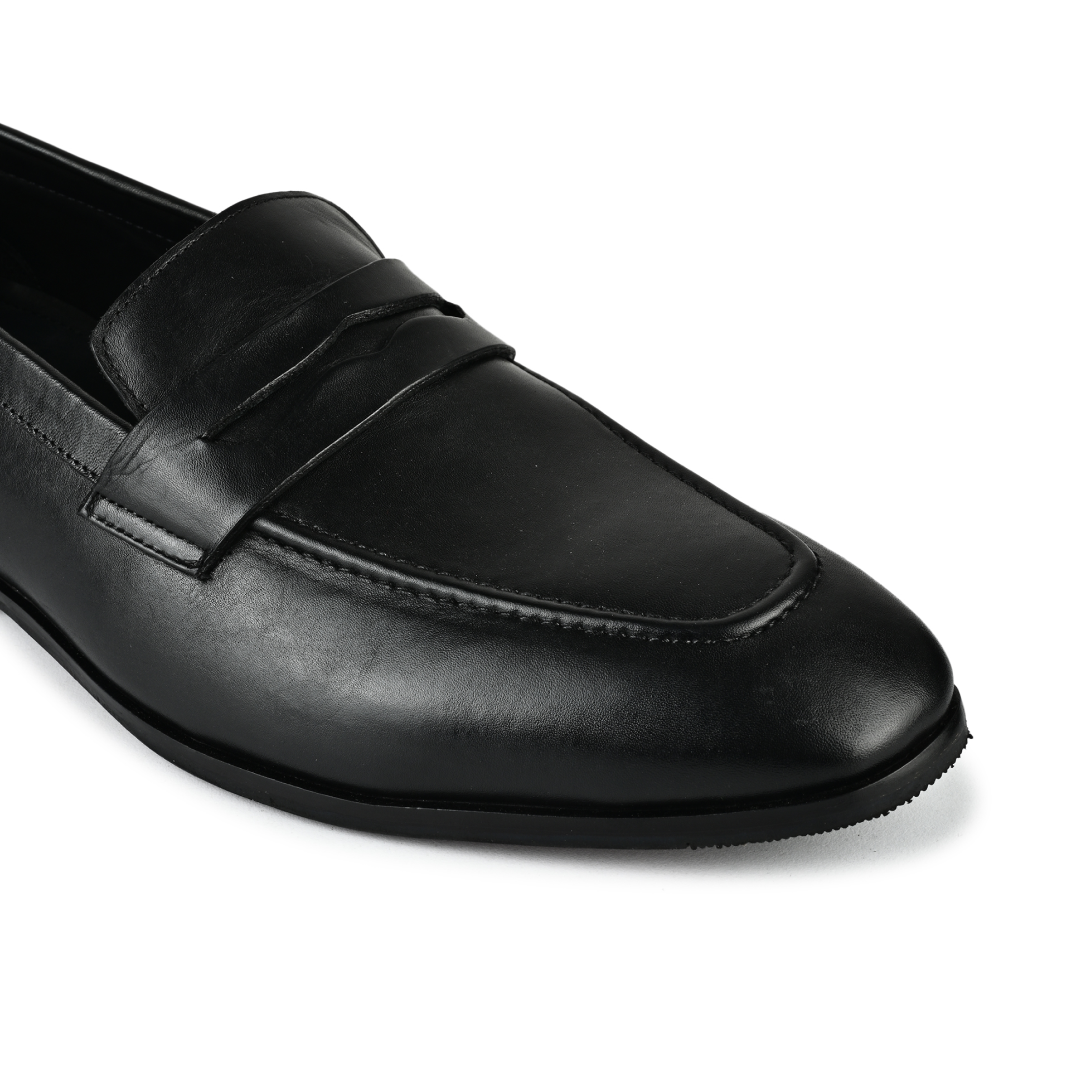 Allen Leather Penny Moccasins - Black