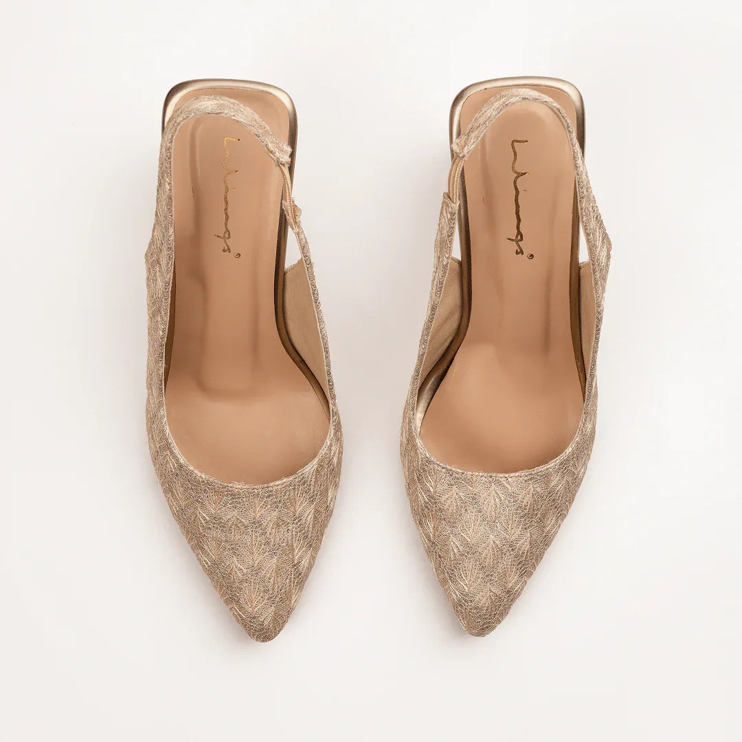 Couture Gemstone Block Heels - Gold