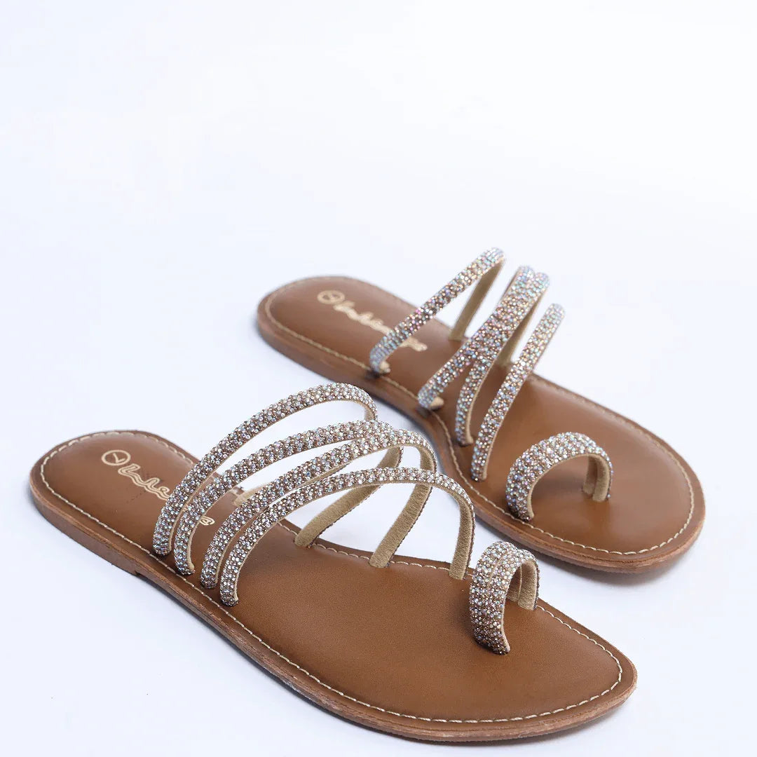 Rhinestone Rope Sandals - Silver