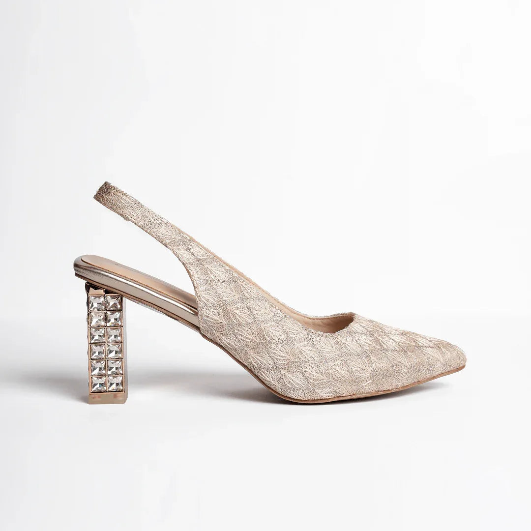 Couture Gemstone Block Heels - Gold