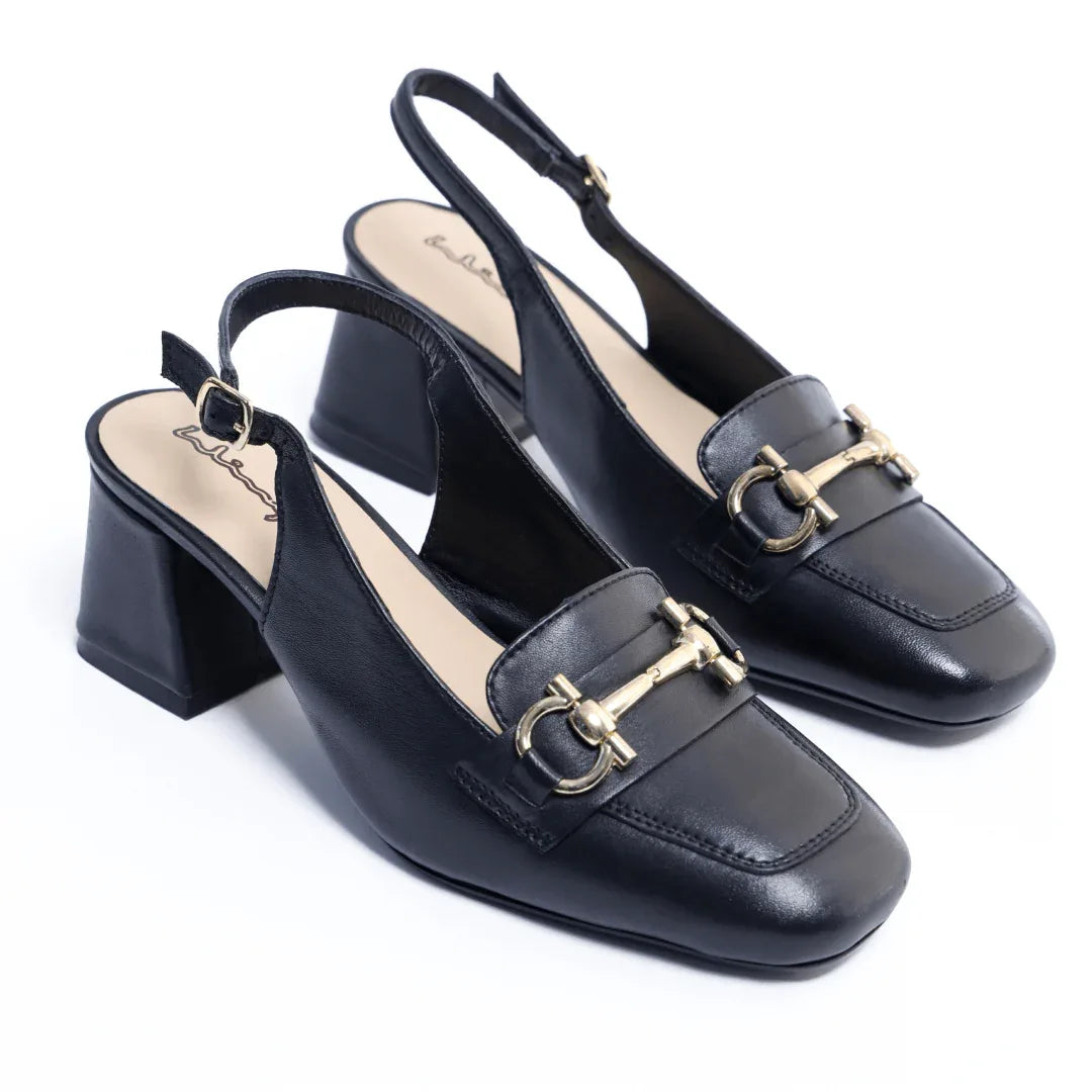 Buckle Bit Slingback - Black