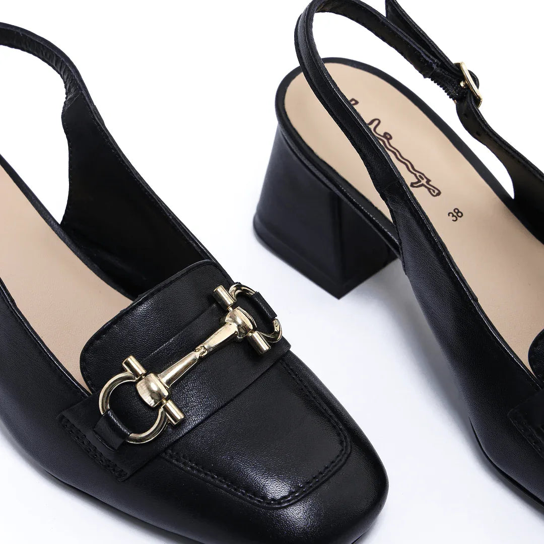 Buckle Bit Slingback - Black