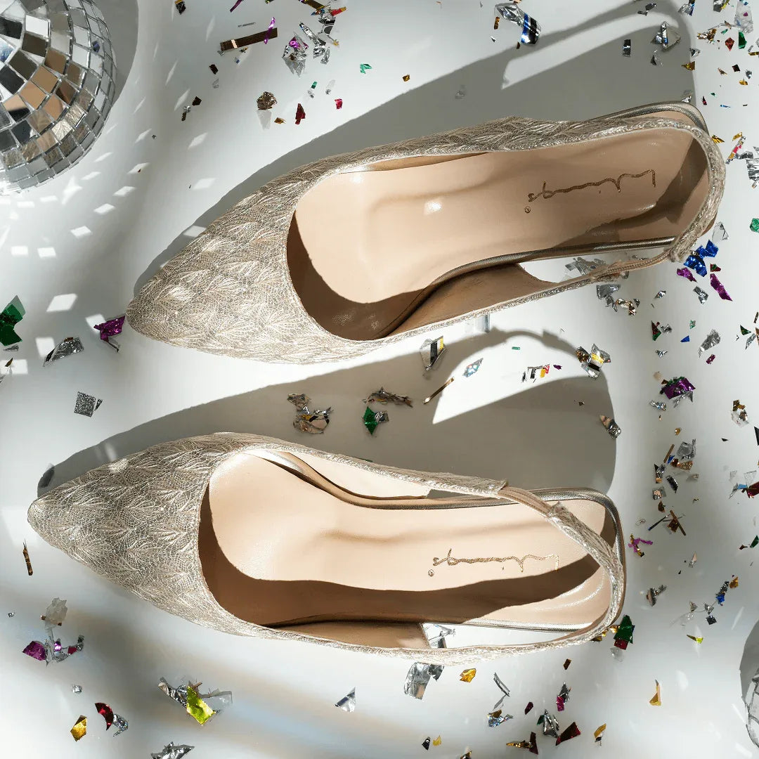 Couture Gemstone Block Heels - Gold