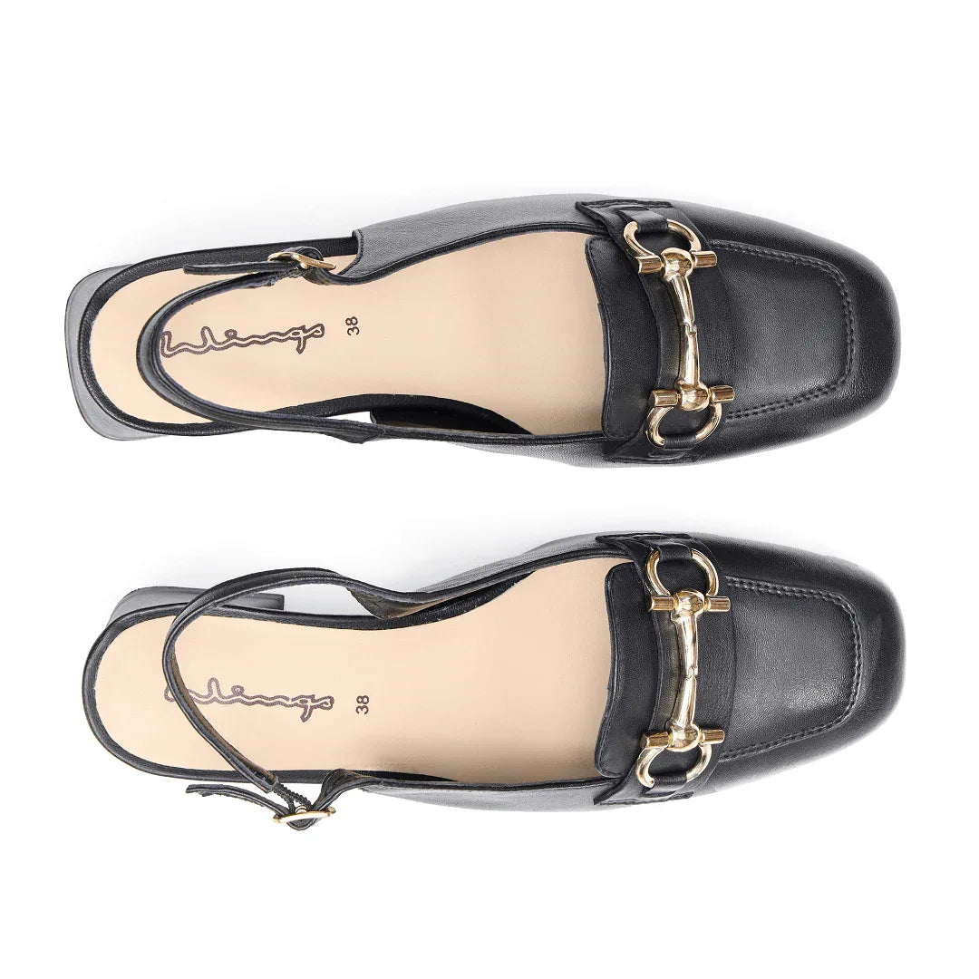 Buckle Bit Slingback - Black