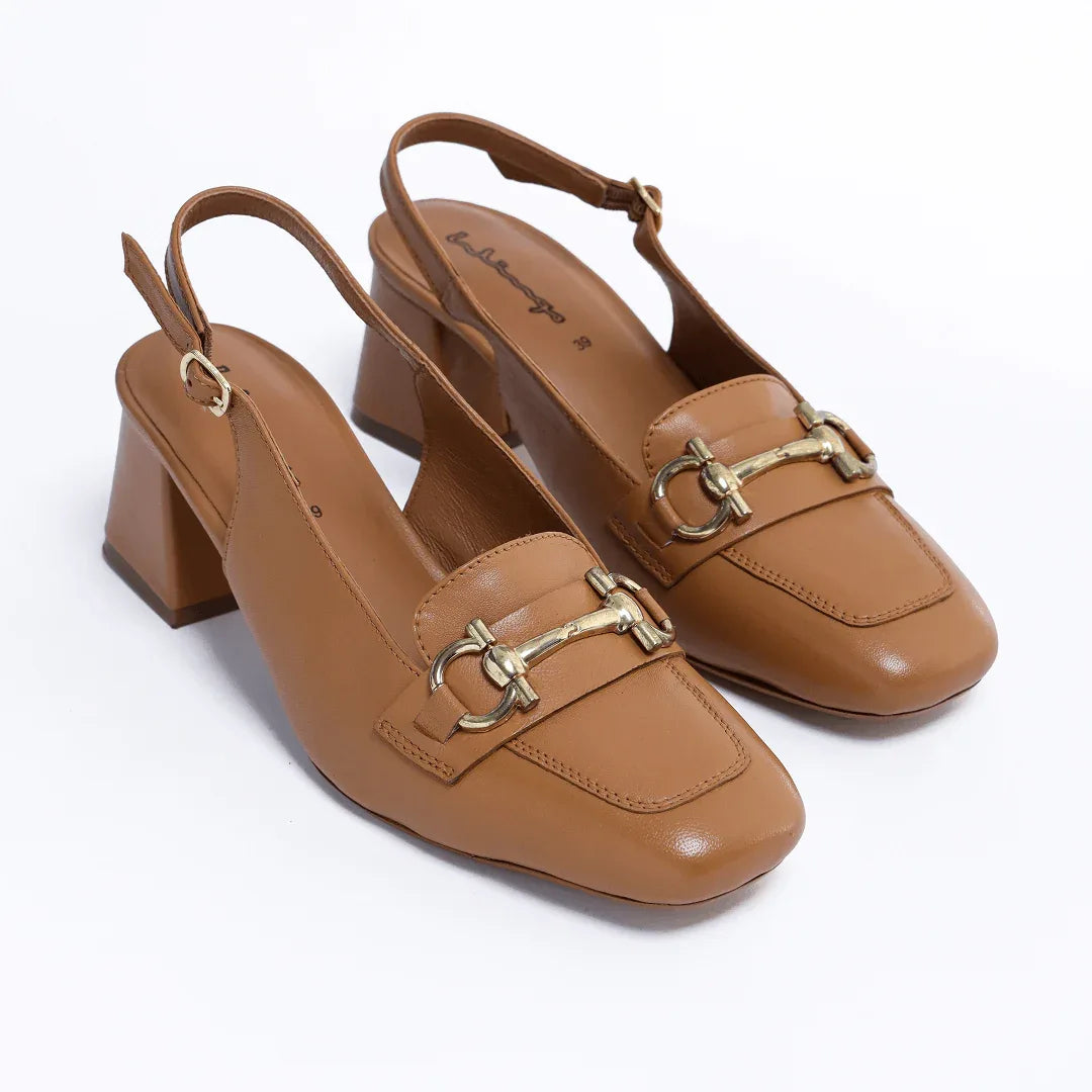 Buckle Bit Slingback - Tan