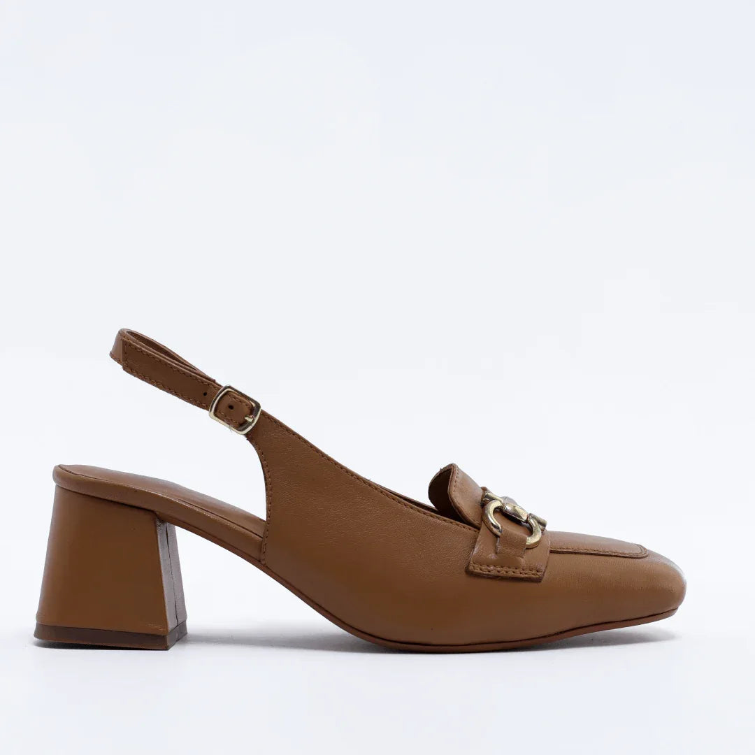Buckle Bit Slingback - Tan