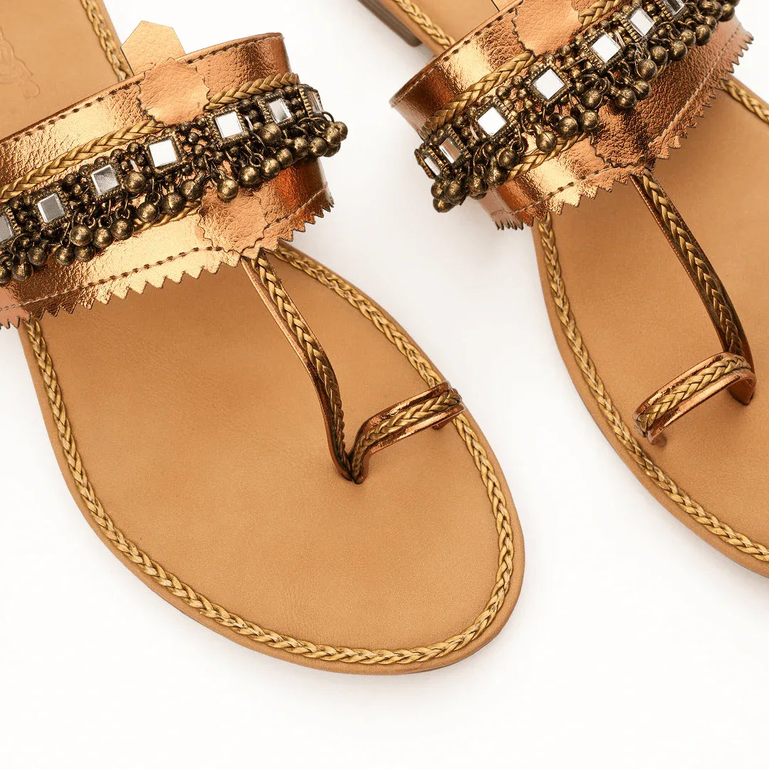 Artisan Kolhapuri Flats - Rose Gold