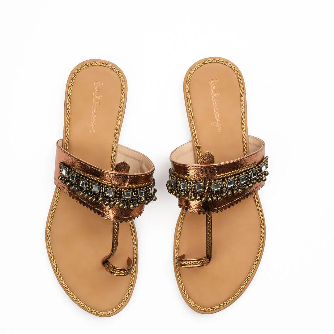 Artisan Kolhapuri Flats - Rose Gold