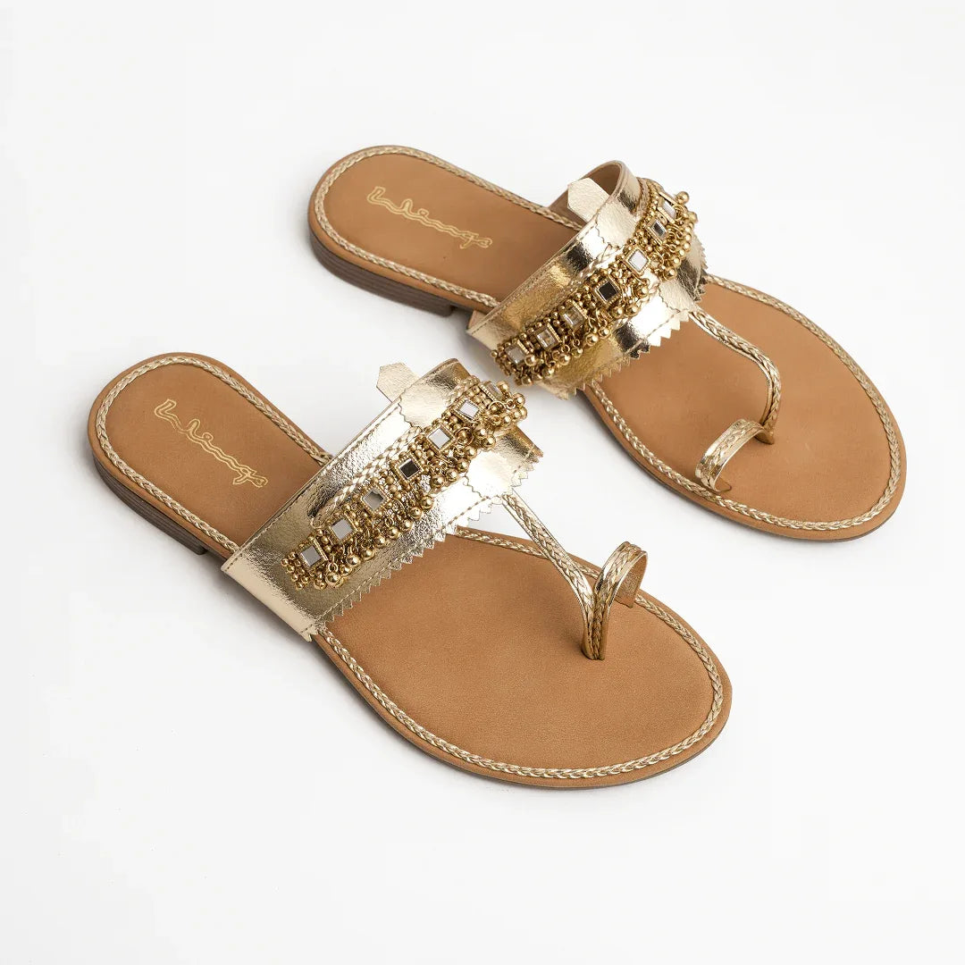 Artisan Kolhapuri Flats - Gold