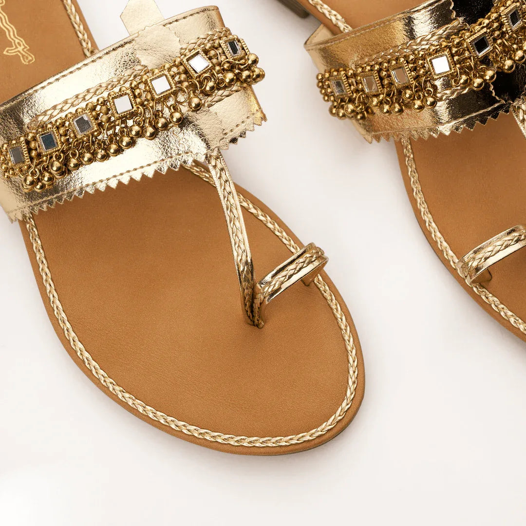 Artisan Kolhapuri Flats - Gold