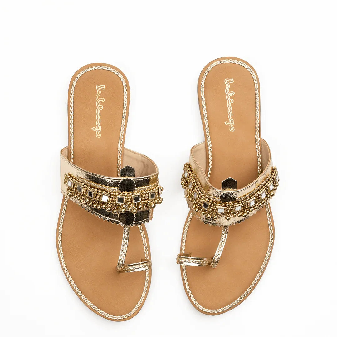 Artisan Kolhapuri Flats - Gold