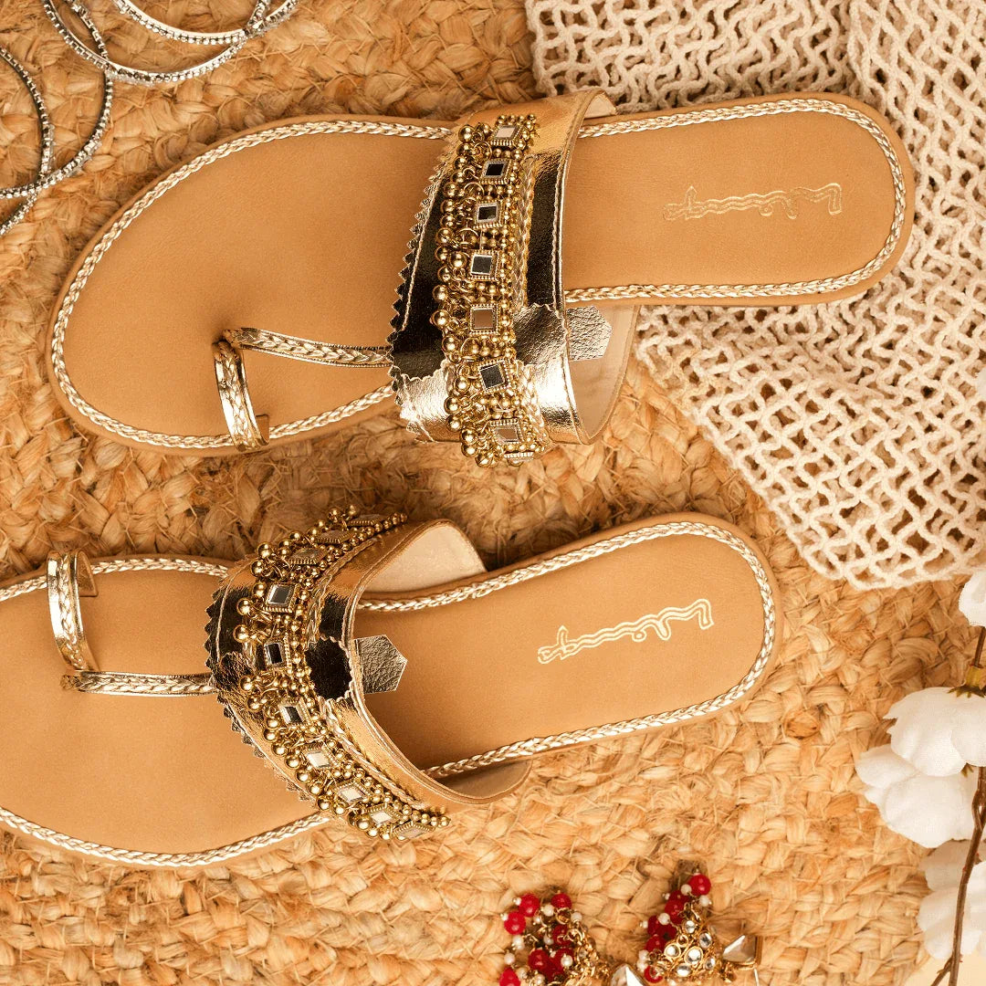 Artisan Kolhapuri Flats - Gold