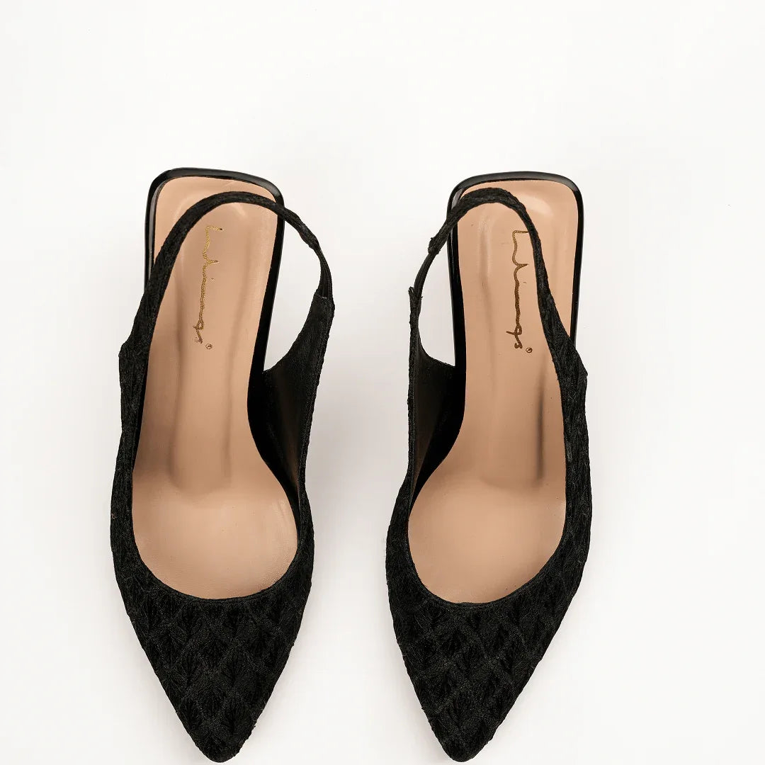 Couture Gemstone Block Heels-Black