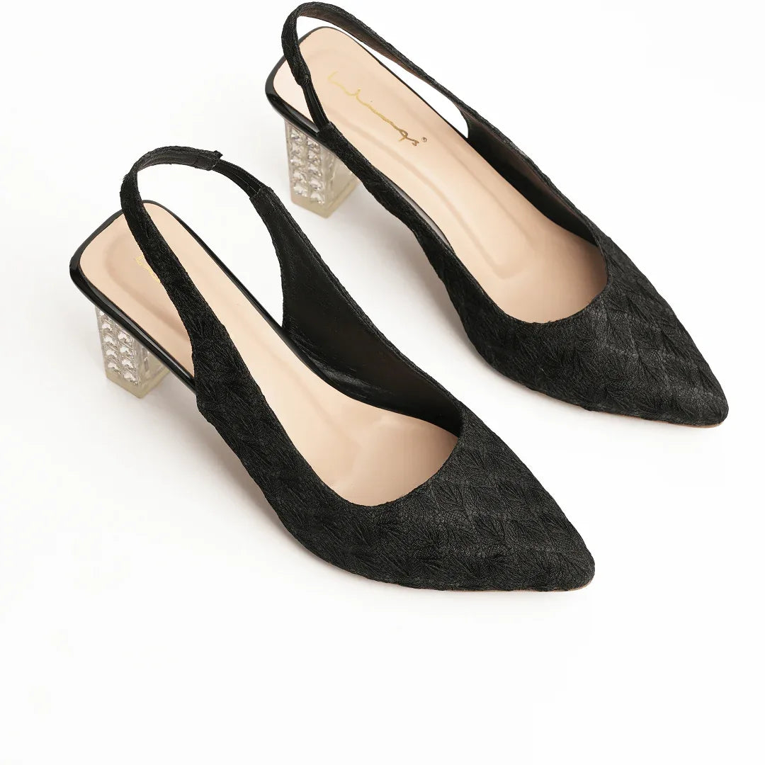 Couture Gemstone Block Heels-Black