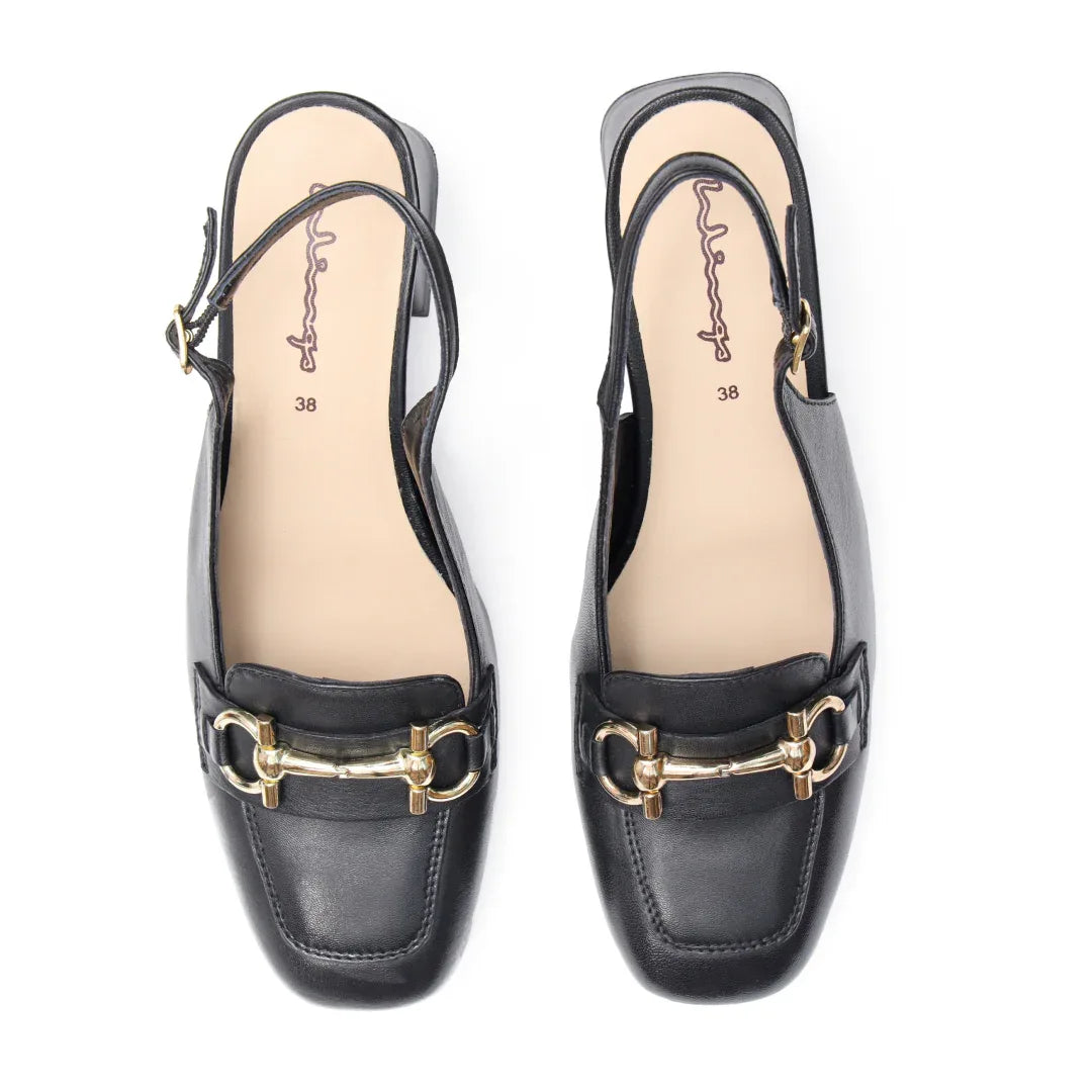 Buckle Bit Slingback - Black