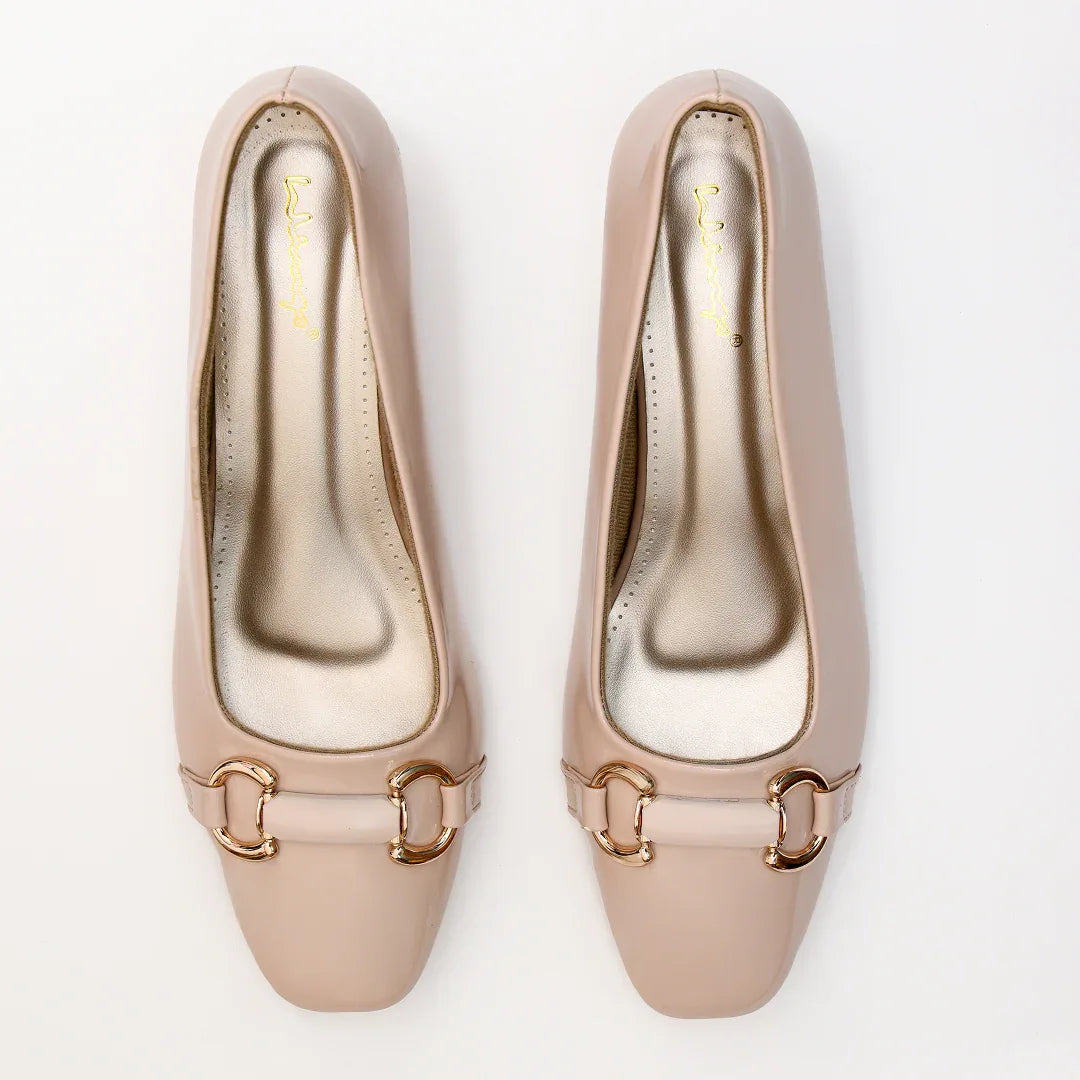 Classic Low Heel Pumps - Beige