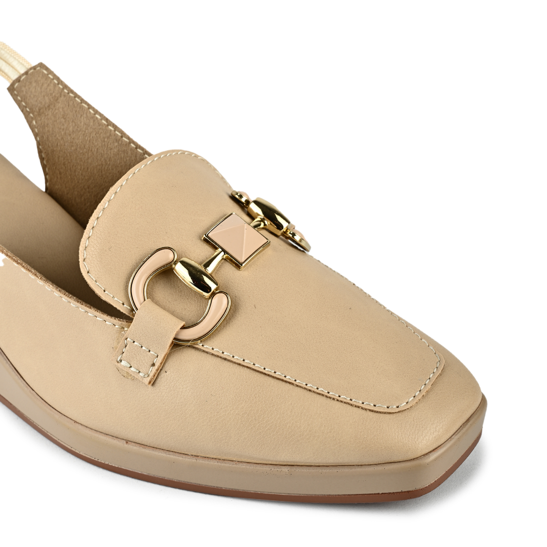 Gina Horsebit Strap Wedges - Beige