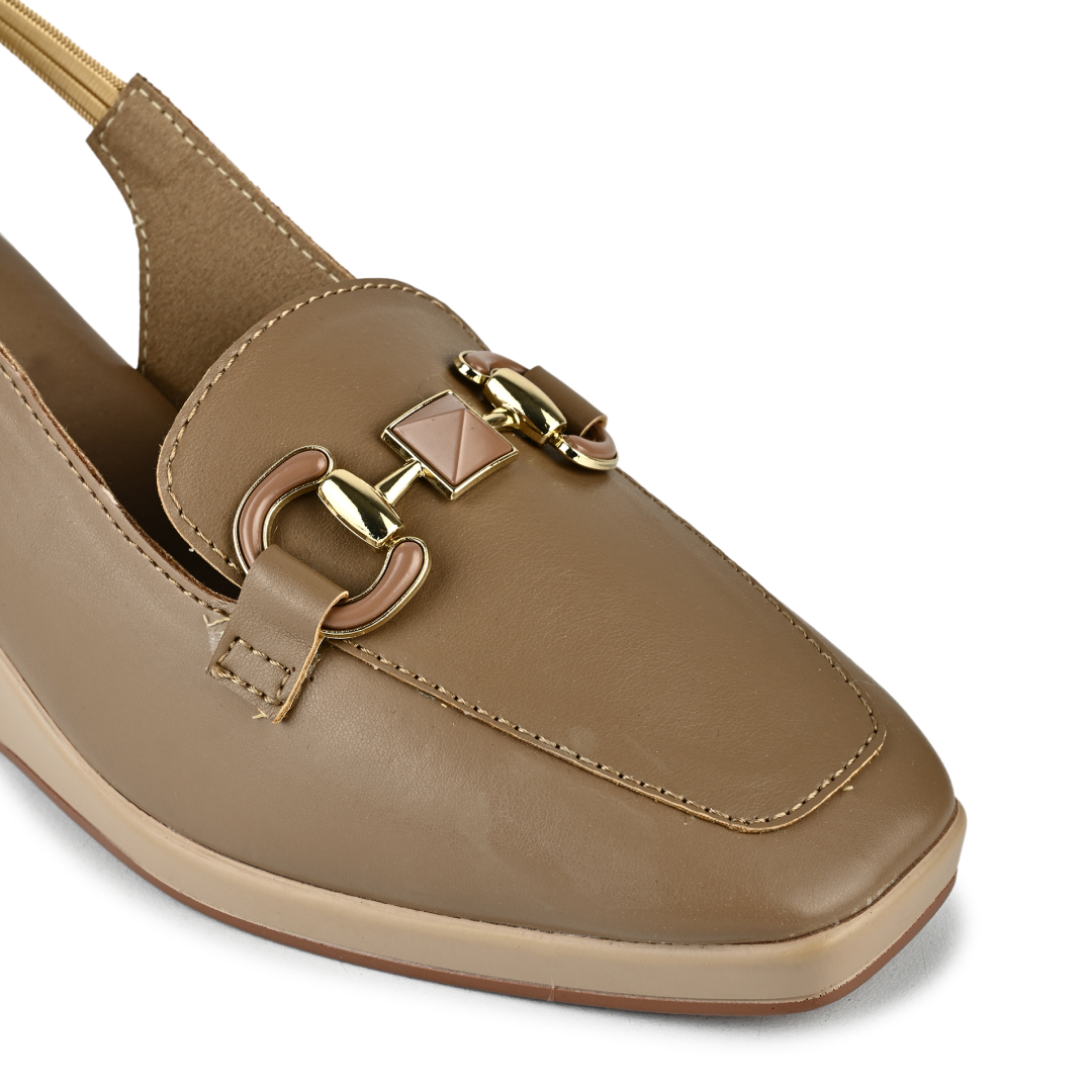 Gina Horsebit Strap Wedges - Brown