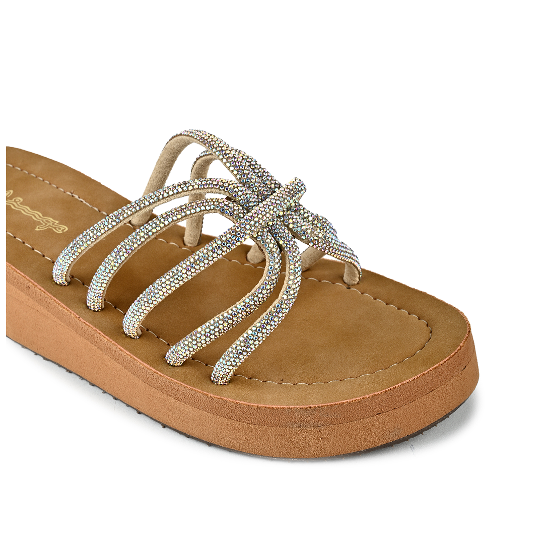 Kate Rhinestone Strappy Platforms - Sliver