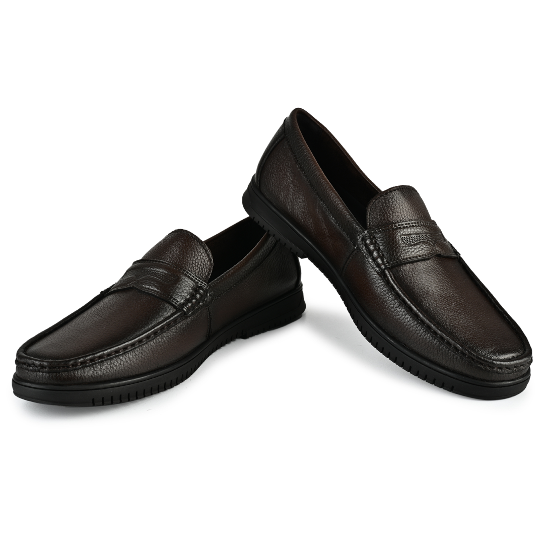 Shelby Leather Penny Moccasins - Dark Brown