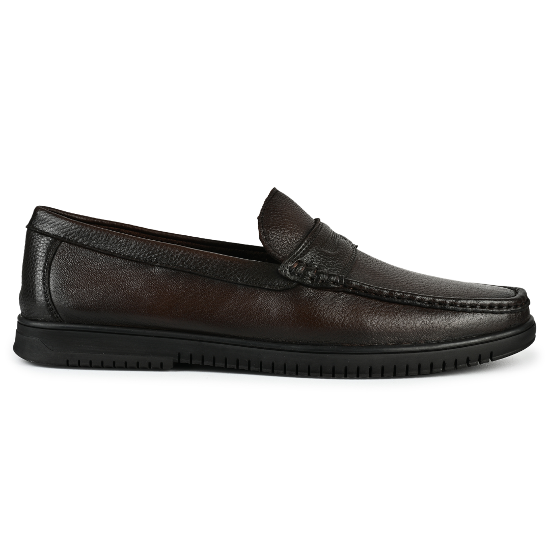 Shelby Leather Penny Moccasins - Dark Brown