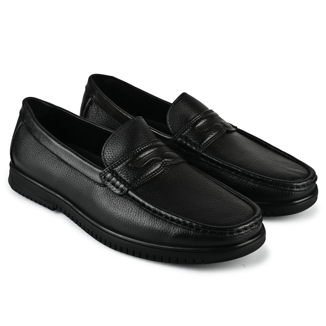 Shelby Leather Penny Moccasins - Black