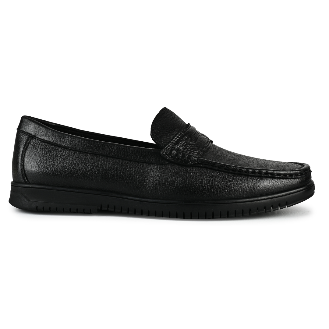 Shelby Leather Penny Moccasins - Black