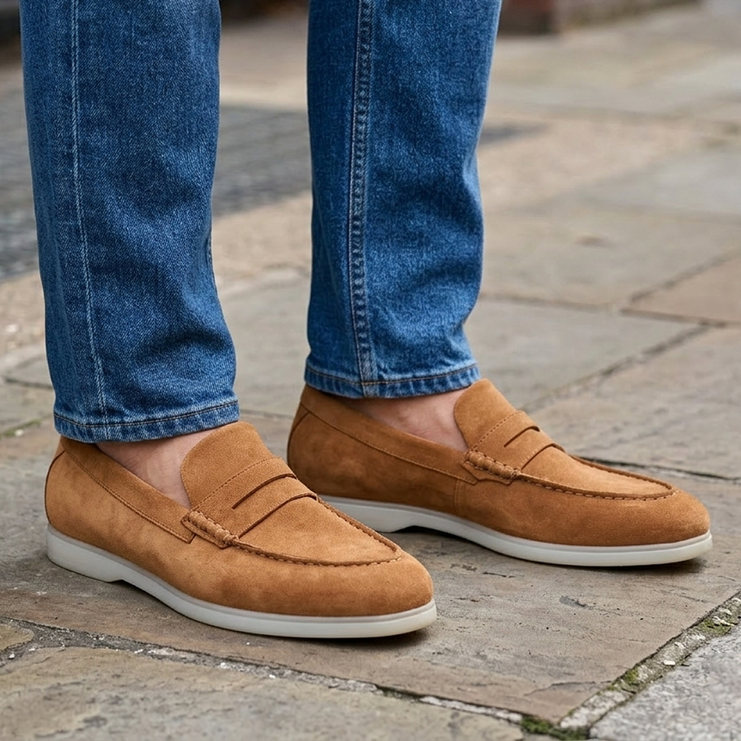Roma Suede Loafers - Tan