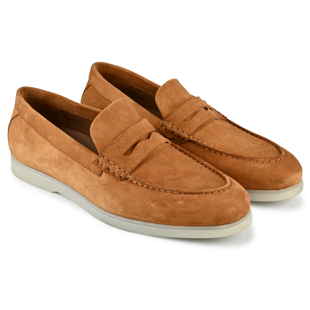 Roma Suede Loafers - Tan