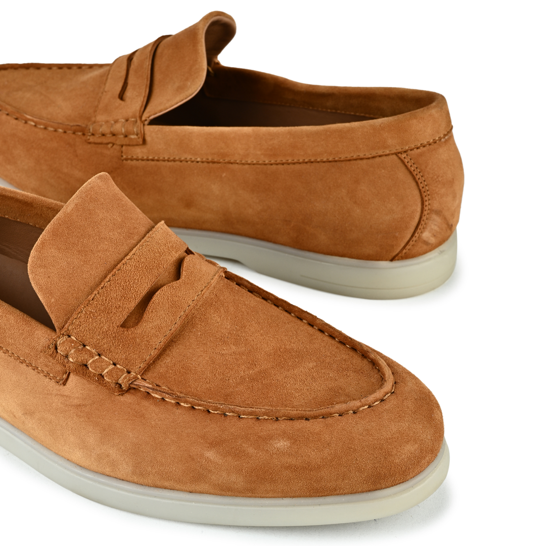 Roma Suede Loafers - Tan