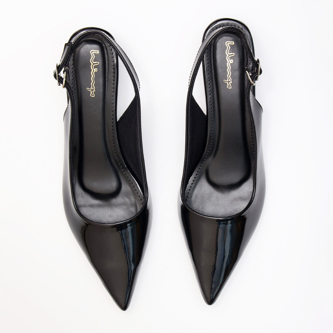 Pointed Classic Pumps - Glossy Black