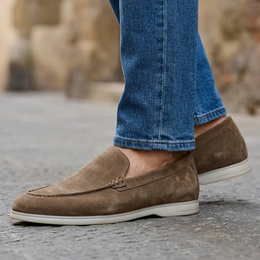 Midnight Suede Slipons - Beige