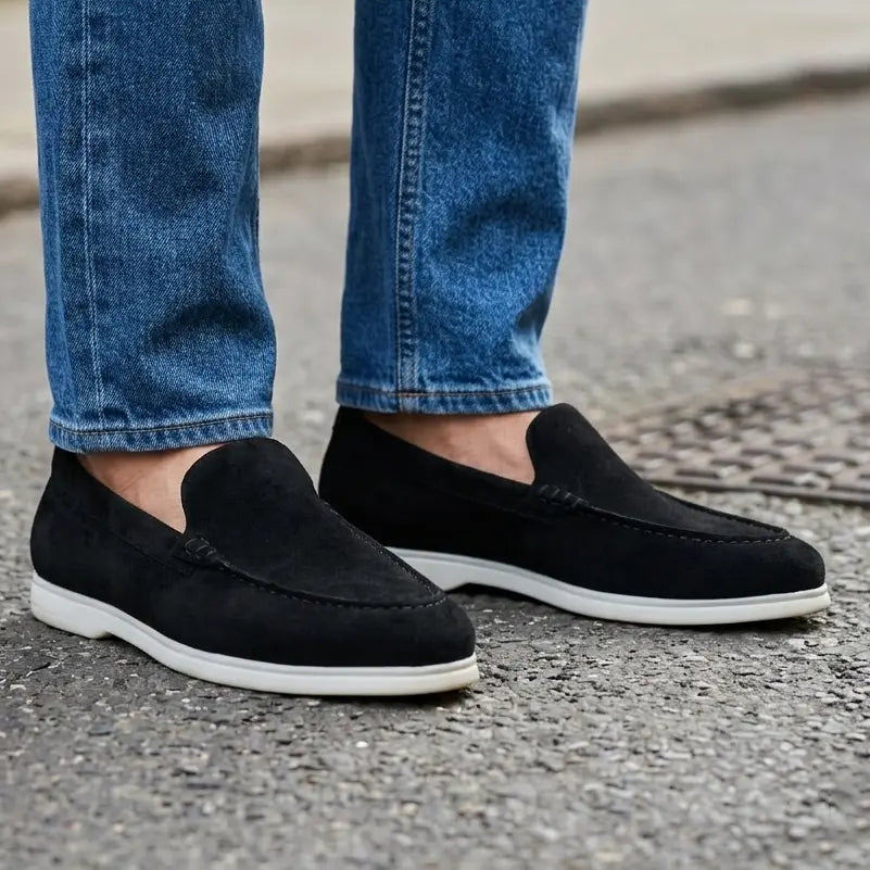 Midnight Suede Slipons - Black