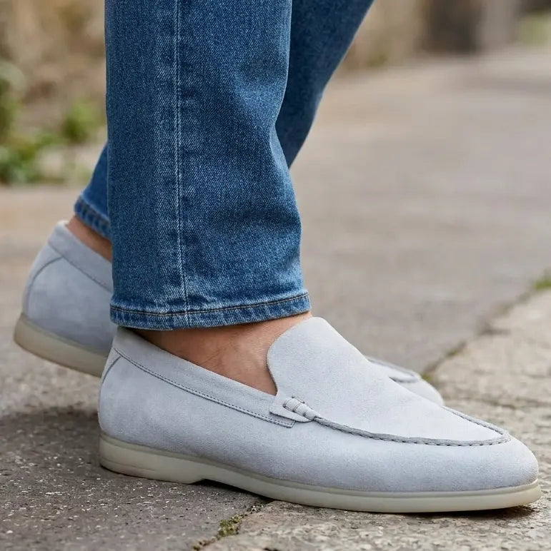 Midnight Suede Slipons - Light Blue