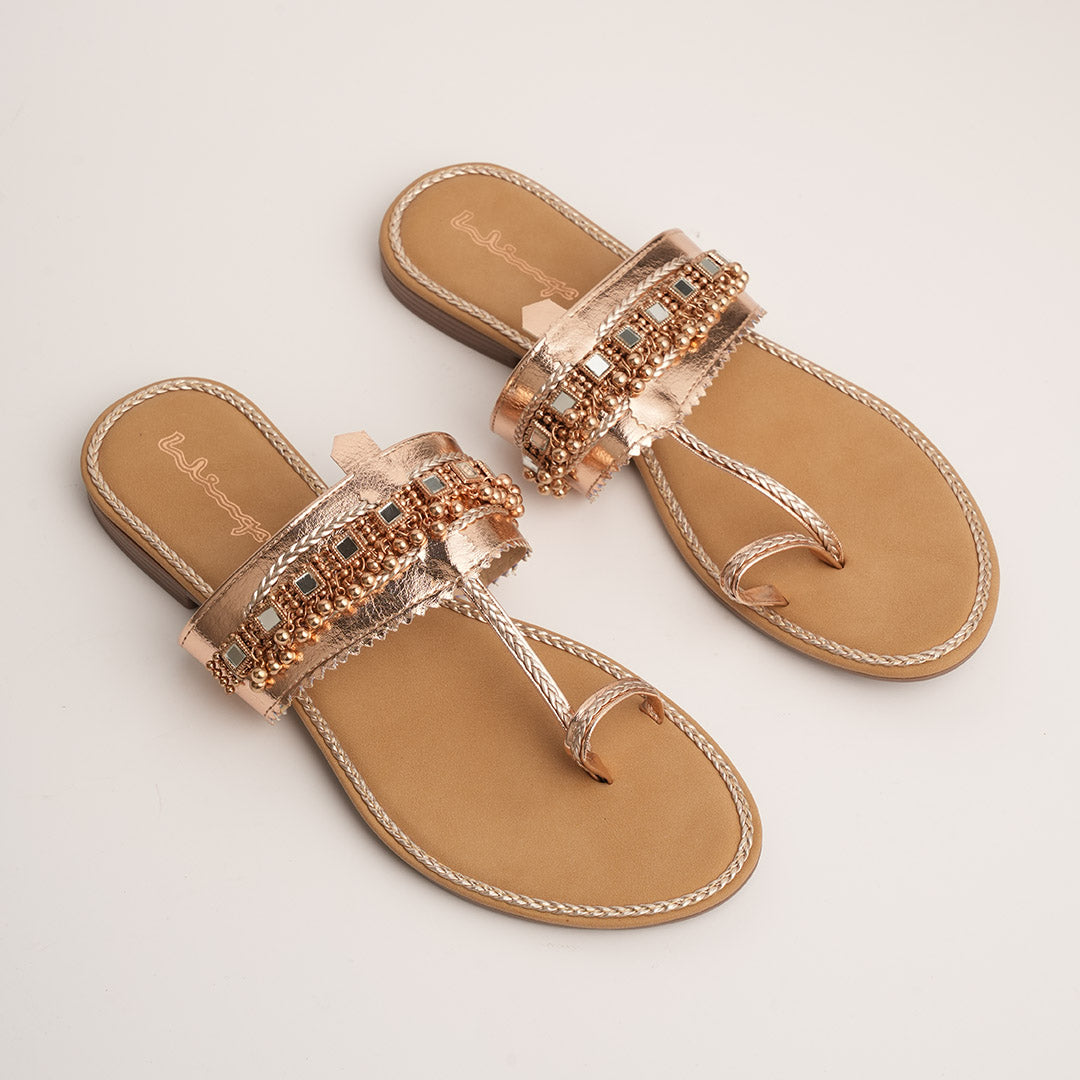 Artisan Kolhapuri Flats - Rose Gold