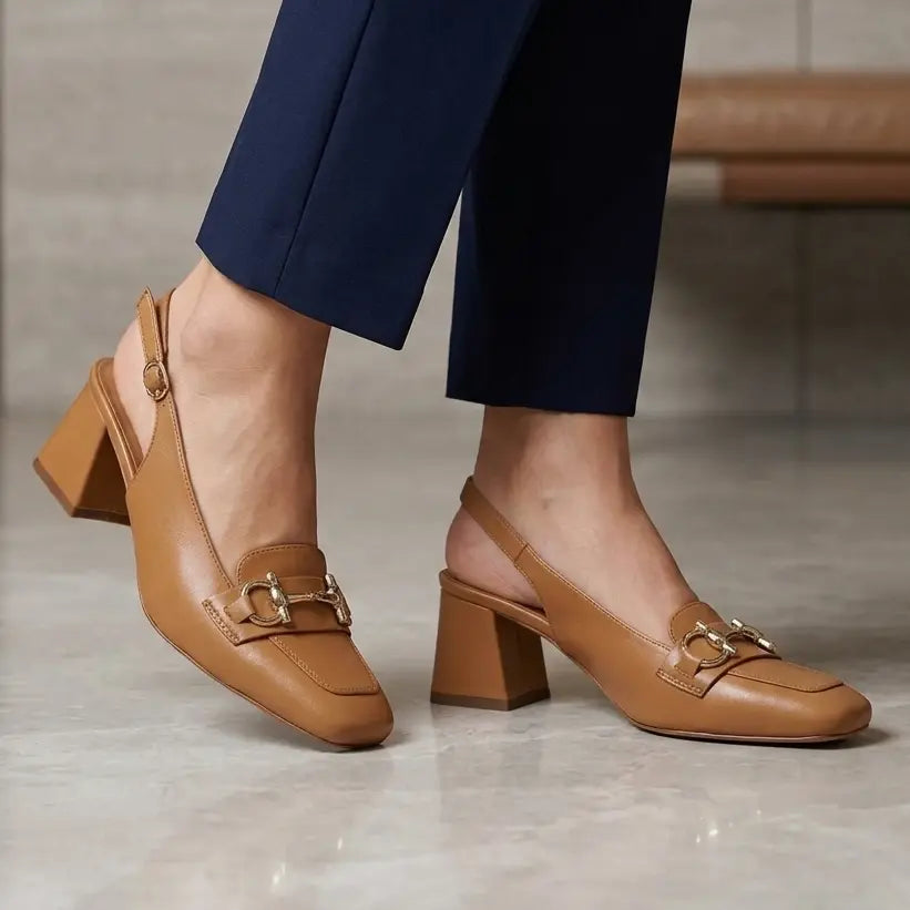 Buckle Bit Slingback - Tan