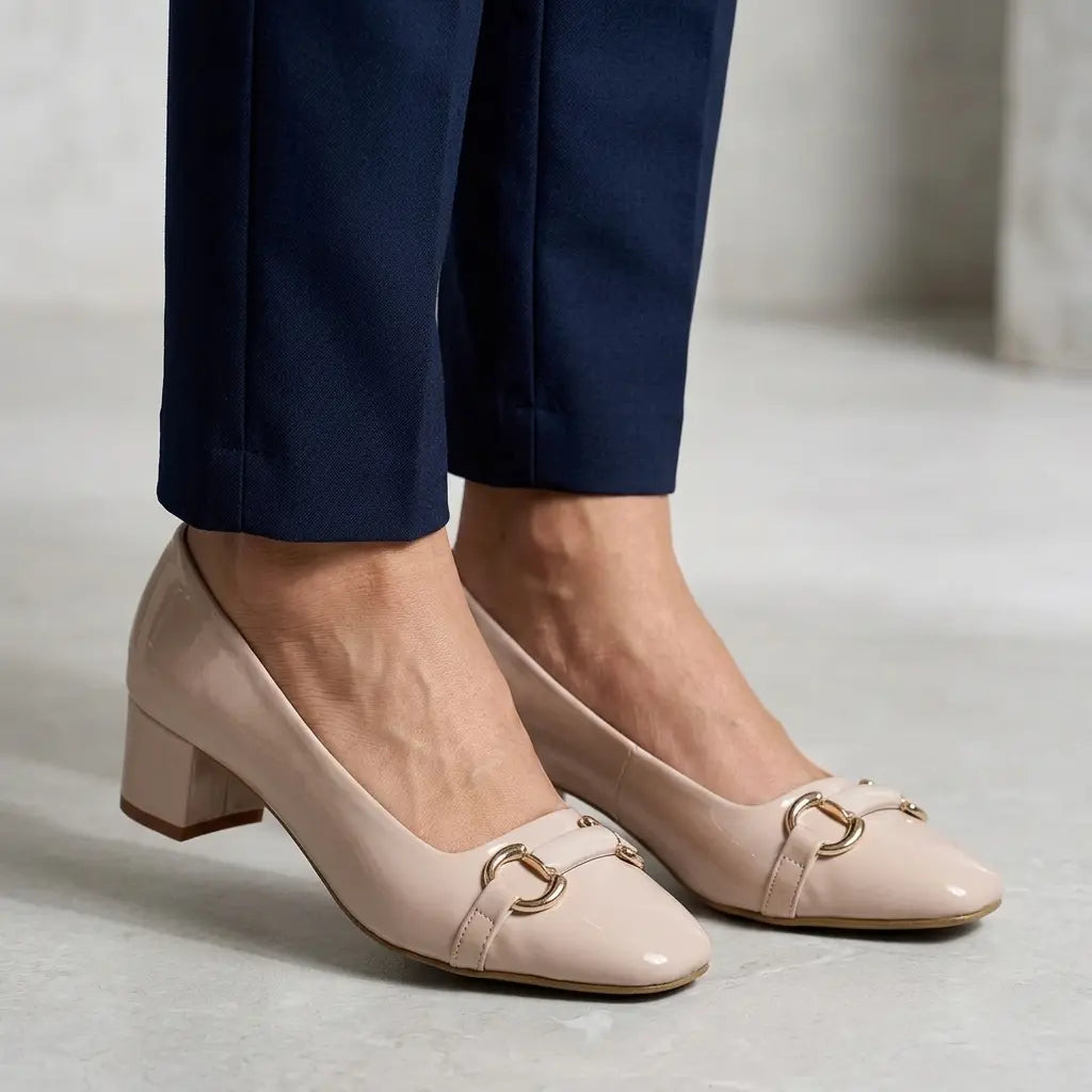 Classic Low Heel Pumps - Beige