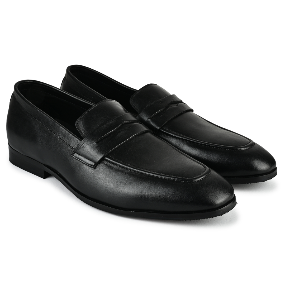 Allen Leather Penny Moccasins - Black