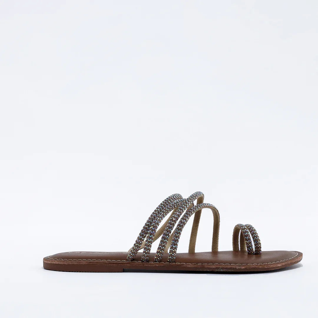 Rhinestone Rope Sandals - Silver