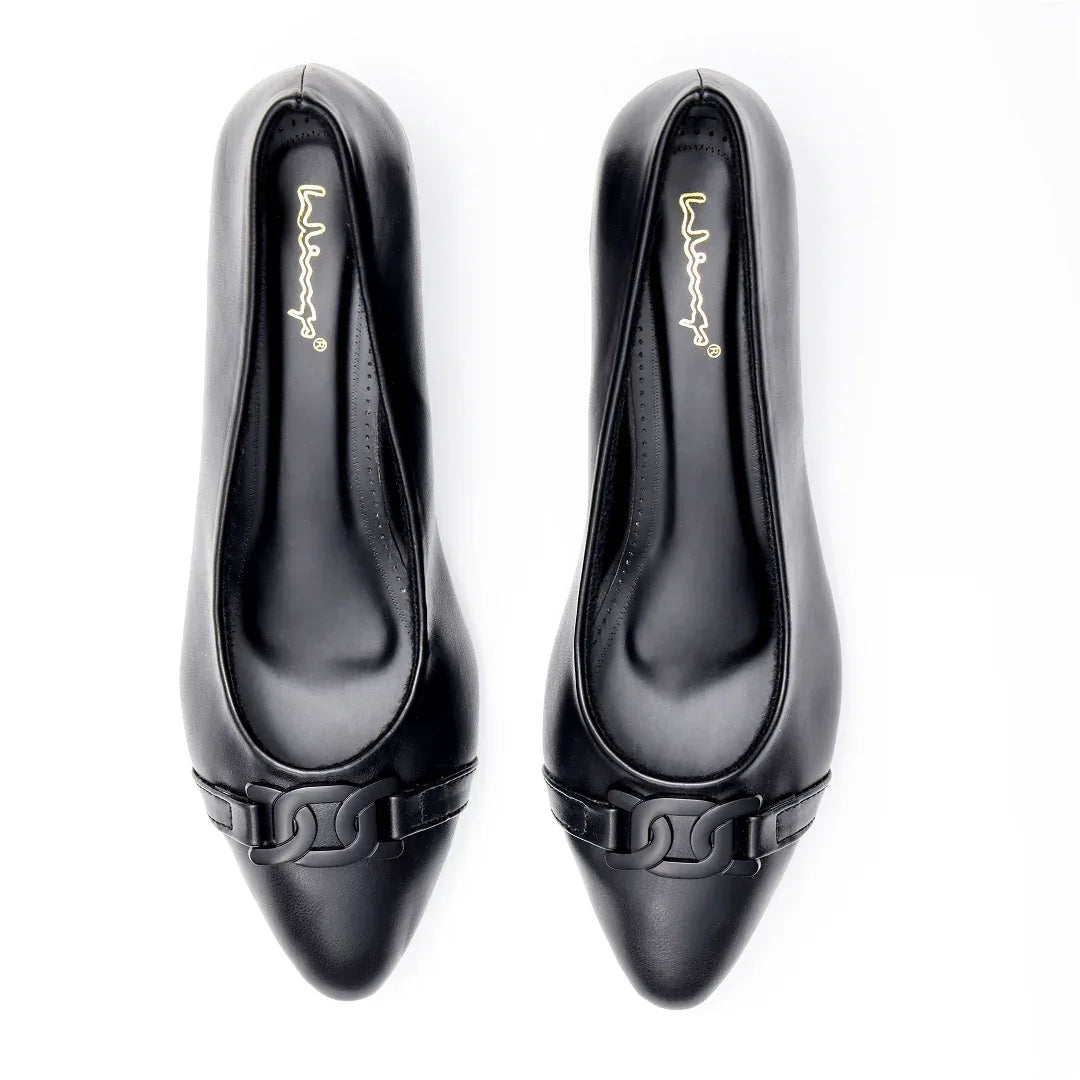 Chain Link Pointed Pumps - Black