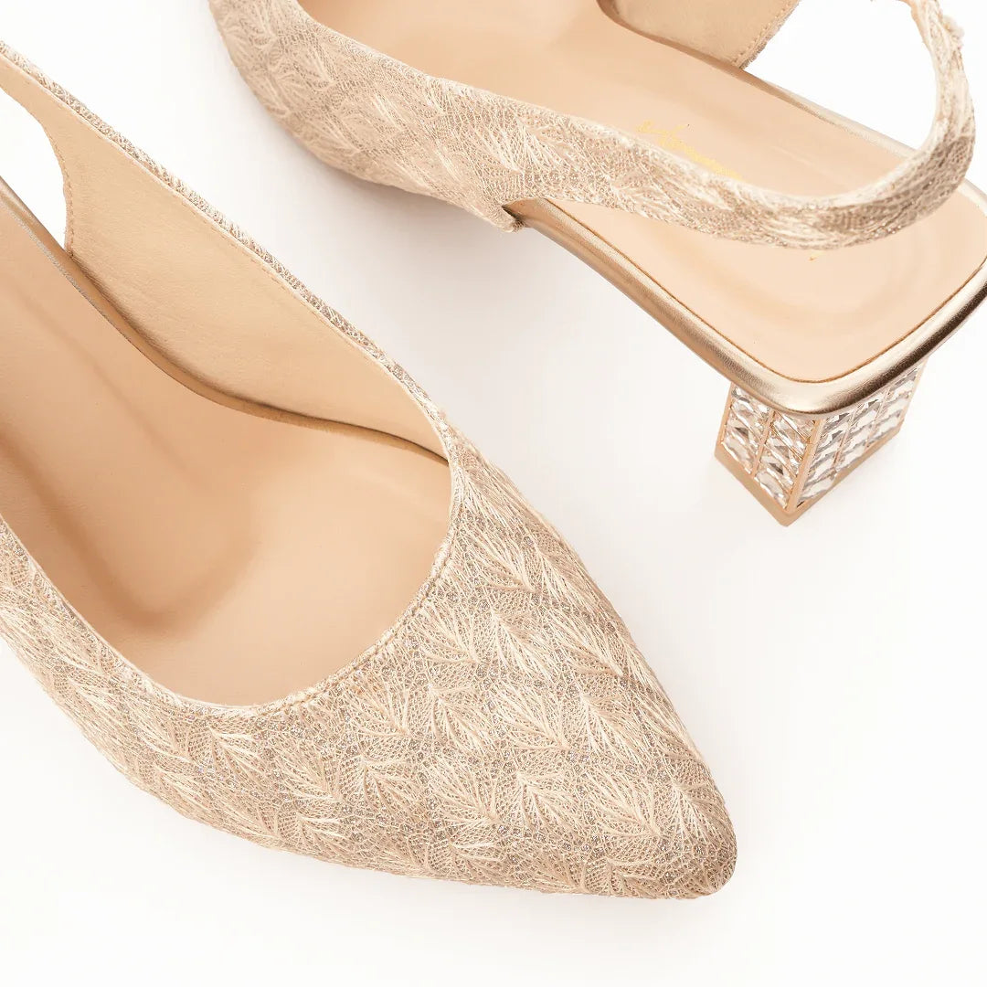 Couture Gemstone Block Heels - Gold