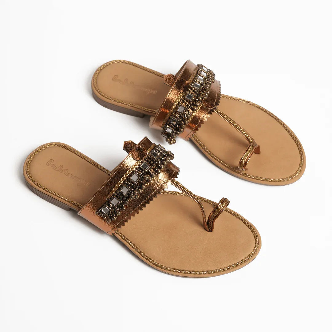 Artisan Kolhapuri Flats - Rose Gold