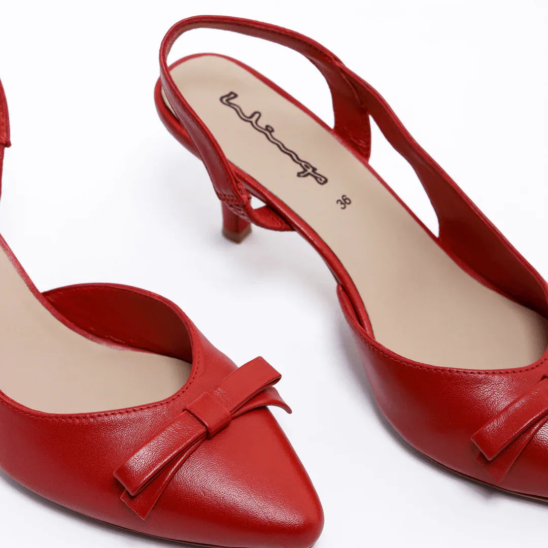 Pointed Bow Slingback - Red