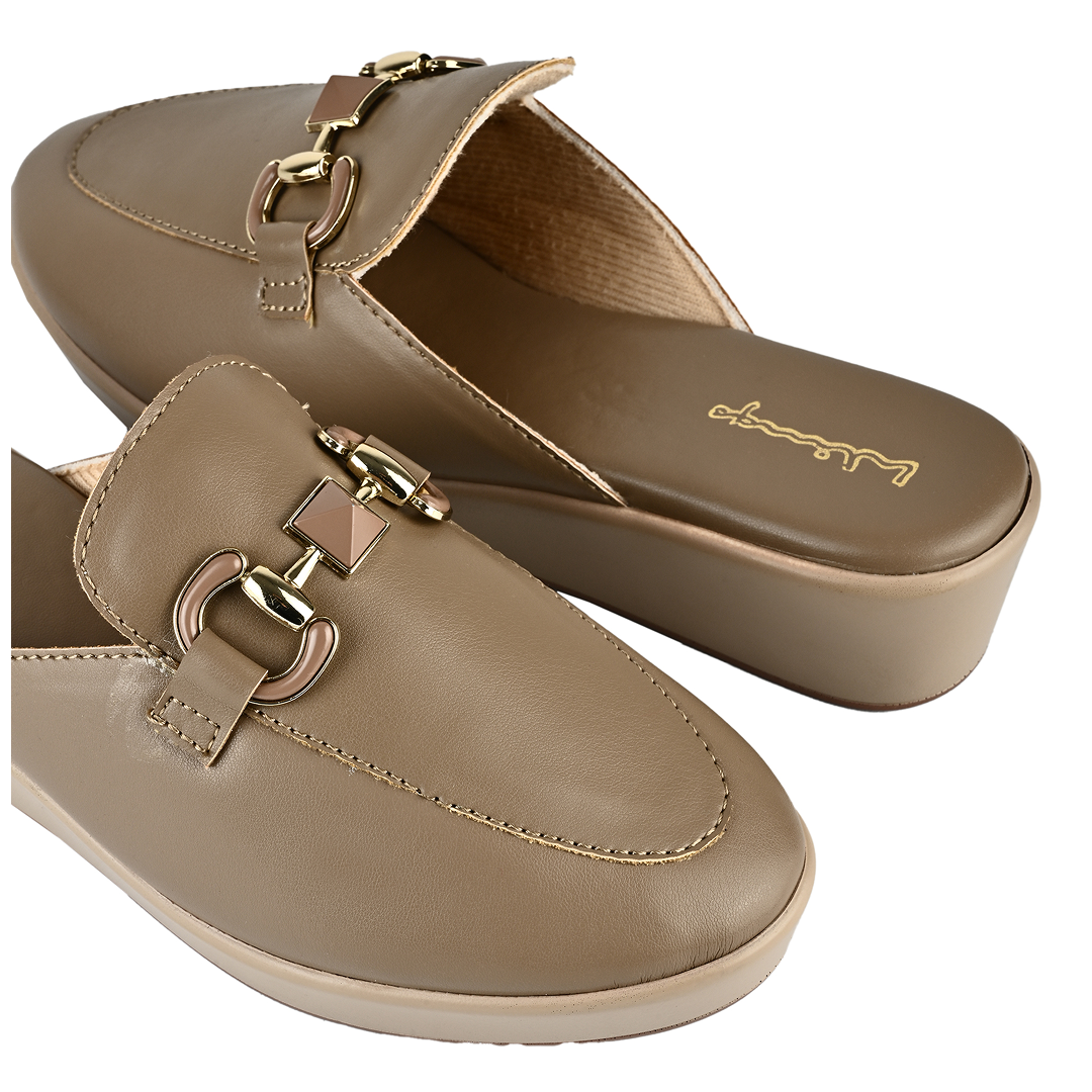 Gina Horsebit Mule Loafers - Brown