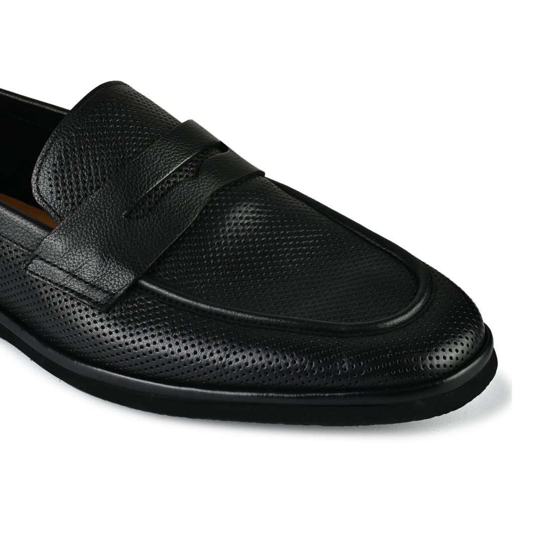 Brit Leather Penny Moccasins - Black