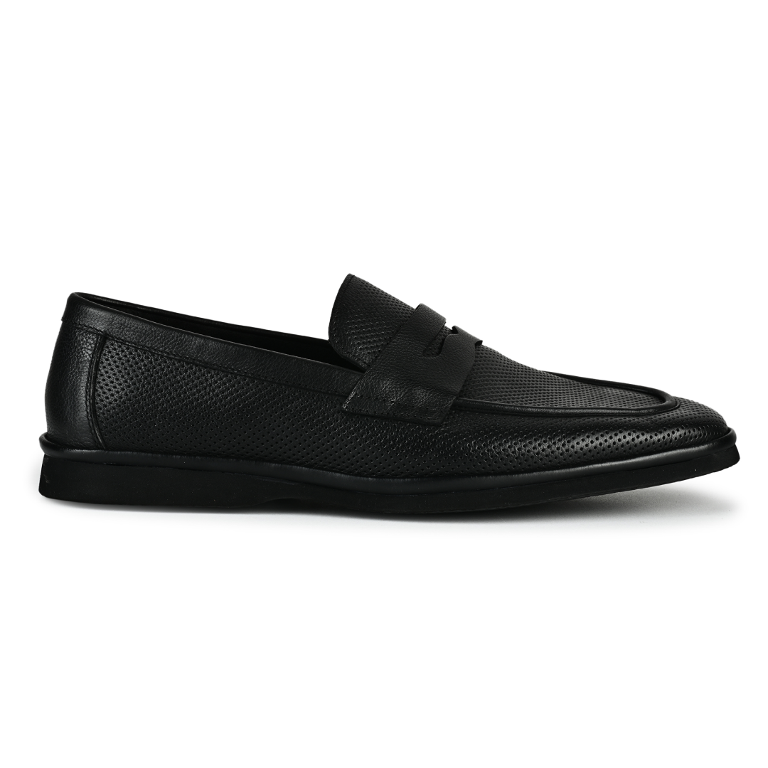 Brit Leather Penny Moccasins - Black