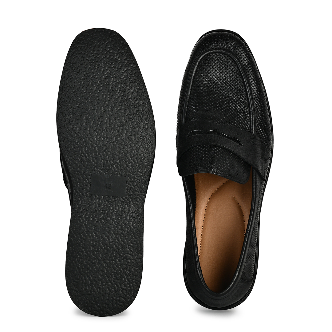 Brit Leather Penny Moccasins - Black